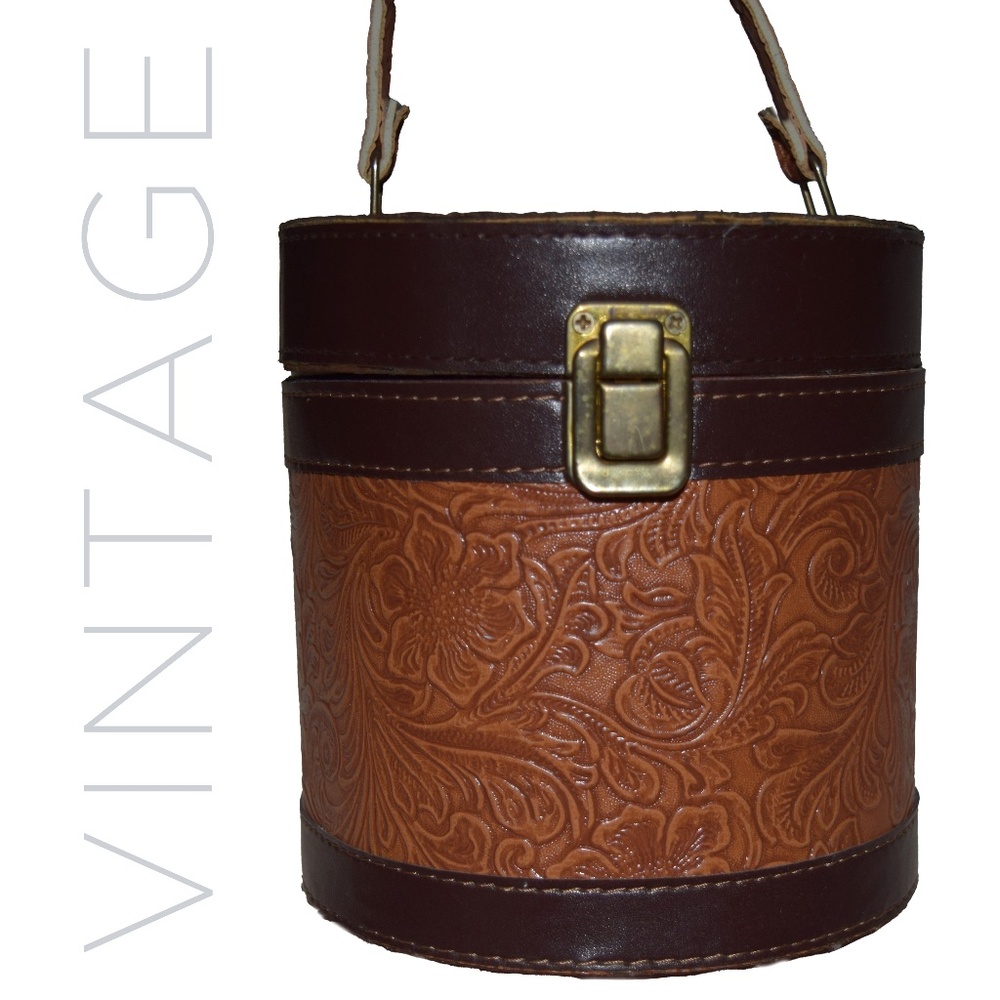 Vintage Western, Wooden & faux Leather Box Purse - Unique Horseshoe Design